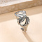 304 Stainless Steel Cuff Rings, Stainless Steel Color, Heart, Inner Diameter: Adjustable