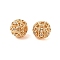 Brass Micro Pave Clear Cubic Zirconia Beads, Round, Golden, 9x8mm, Hole: 1.6mm