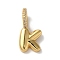 Brass Micro Pave Cubic Zirconia Pendants, Lead Free & Cadmium Free, Long-Lasting Plated Letter K, 19x10x9mm, Hole: 5mm