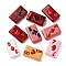 Baking Paint Glass Enamel Beads, Hand Painted Beads, Playing Card, Mixed Color, 24.5~25x14.5~15x7.5~8.5mm, Hole: 1.6~1.8mm