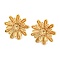 304 Stainless Steel Ear Studs, Flower, Golden, 23x24mm
