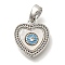 Brass Micro Pave Cubic Zirconia and Shell Pendants, Flat Round Charms, Platinum, 13x12x2.5mm, Hole: 4.5mm