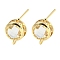 Bass Glass Stud Earring Findings, Round, Clear, 14x10mm, Hole: 2mm, Pin: 1mm