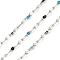 Brass Dapped Chains, with Enamel, with Spool, Soldered Lead Free & Cadmium Free, Platinum, Mixed Color, 4x2x0.2mm