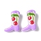 Baking Paint Glass Enamel Beads, Boot with Cherry, Plum, 24x17x8~8.5mm, Hole: 1.4mm