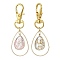 Teardrop Glass Dried Flower Pendant Decoration, with Iron Swivel Clasp, Golden, 6.5cm, 2pcs/set