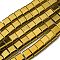 Electroplated Non-magnetic Synthetic Hematite Beads Strands, Rectangle, 2-Hole, Goldenrod, 6x4x3mm, Hole: 1.2mm, about 95pcs/strand, 15.35 inch(39cm)