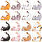 32Pcs 8 Colors Rack Plating Alloy Enamel Pendants, Golden, Cat Charm, Mixed Color, 25x25x2.3mm, Hole: 2mm