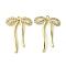 Brass Micro Pave Cubic Zirconia Pendants, Bowknot, Real 18K Gold Plated, 27.5x19.5x2.5mm, Hole: 1mm