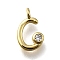 Brass Micro Pave Cubic Zirconia Pendants, Letter Charms, Rack Plating, Long-Lasting Plated, Cadmium Free & Lead Free, Letter C, 11x7x2mm, Hole: 1.6mm