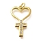 Brass Micro Pave Cubic Zirconia Pendants, Cross Charms, with Jump Ring, Real 18K Gold Plated, 23.5x15x2mm, Hole: 3mm
