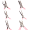 45# Carbon Steel Jewelry Plier Sets, Polishing, Pink, 10.25~14x6.8~8.95x0.8~1cm, 6pcs/set