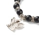 Bracelet en perles de pierre synthétique noire ronde mate BJEW-JB06963-7