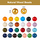 260шт 26 цвета окрашенные бусины из натурального дерева sgWOOD-SZ0001-07-2