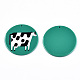 アクリルパーツ  3dプリント  乳牛の模様とフラットラウンド  グリーン＆ブラック＆ホワイト  45x2.5mm  穴：1.8mm X-KY-S163-172-2