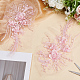 GORGECRAFT 1 Pair 3D Lace Applique Sew on Flower Bead Embroidered Patches Yarn Mesh Nail Bead Tulle Net Gauze Floral Pearl Patches for Wedding Bridal Dress Clothing Fabric Crafts DIY Decoration PATC-WH0008-48A-4
