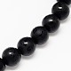 Natural Obsidian Round Carved Om Mani Padme Hum Beads Strands G-L275-04-8mm-1