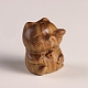 Lucky Cat Wooden Carving Display Decorations DJEW-PW0012-012A-1