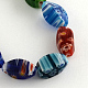 Twist Oval Handmade Millefiori Glass Beads Strands LK-R004-74-1