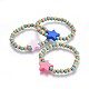 Wood Beads Kids Stretch Bracelets BJEW-JB04129-04-1