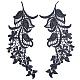 ポリエステル刺繍フラワーレースアップリケ  飾りアクセサリーを縫う  ブラック  242x100x1.5mm DIY-WH0409-63-1
