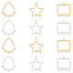 Dicosmétique 36 pièces 6 style étoile et rectangle et larme 201 liens de composants de lustre en acier inoxydable STAS-DC0003-82-1