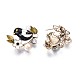 Bird and Flower Enamel Pin with Plastic Pearl JEWB-N007-098-3