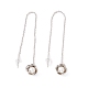 Fiore con orecchini pendenti lunghi con perle di plastica EJEW-A067-08P-1