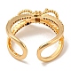 Brass with Cubic Zirconia Open Cuff Rings RJEW-B052-01G-3