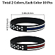 GORGECRAFT 20Pcs 2 Colors Rubber Band Bracelets Independence Day Theme Blue Line Red Line American Flag Silicone Bracelets Wristbands Patriot Gifts for Men Women Parties Training Sports Teams BJEW-GF0001-15B-2