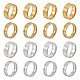 Unicraftale 16 pz 4 stili 201 anello da dito in acciaio inossidabile con linea scanalata per donna RJEW-UN0002-48-1