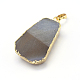 Natural Drusy Agate Oval Pendants G-P089-38-4