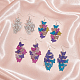 Anattasoul 4 paires de boucles d'oreilles pendantes papillon en laiton 4 couleurs EJEW-AN0003-80-7