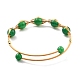 Natural Green Agate Wrapped Cuff Bangle BJEW-A122-04A-2