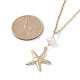 Starfish and Natural Pearl Beads Pendant Necklace for Summer Vacation NJEW-JN03744-01-4