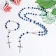 PandaHall Elite Dark Blue Beads Rosary 69cm Necklace and 18cm Bracelets Virgin Christian Catholic Holy Crucifix Bless Prayer Cross Bracelets Necklace SJEW-PH0001-05-6
