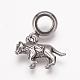 304 Stainless Steel Puppy European Dangle Charms OPDL-K001-24AS-2