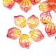 クリアガラスチャーム  シェル型花びら  ツートン  レッドオレンジ  15x12x4mm  穴：1mm GLAA-H016-01A-16-1