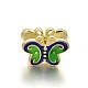Butterfly Brass Enamel Beads KK-N0081-50A-2