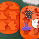 Tema de halloween fantasma/casa/sombrero de bruja decoración de pasteles moldes de silicona de calidad alimentaria DIY-E067-02-1