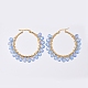 Electroplate Glass Faceted Rondelle Hoop Earrings X-EJEW-JE04021-02-2