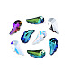 ポインテッド バック ガラス ラインストーン ペンダント  多面カット  ウイング  ミックスカラー  20x10x5mm  穴：1.6mm EGLA-N006-035-5