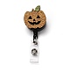Halloween Pumpkin Glitter Powder Felt & ABS Plastic Badge Reel AJEW-I053-16-1