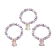 Set di braccialetti elastici con perline rotonde in perline di vetro 3 pz 3 colori BJEW-JB09328-1