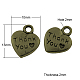 Mother's Day Gift Making Tibetan Style Heart Carved Word Thank You Message Charms TIBEP-22809-AB-NR-1