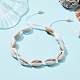Bracelet de cheville en perles tressées en coquillage naturel avec perles turquoise synthétiques AJEW-AN00561-03-4