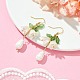 Orecchini pendenti con perle naturali e fiori acrilici EJEW-TA00319-2