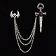 Skull & Cross Sword Chain Tassel Dangle Brooch Pin RELI-PW0001-100P-01-1