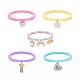 5 pièces 5 style couleur bonbon acrylique rond perlé bracelets extensibles ensemble BJEW-JB08675-1