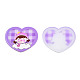 透明プリント アクリル カボション  女の子とハート  紫色のメディア  33x39x2mm TACR-N016-03-2